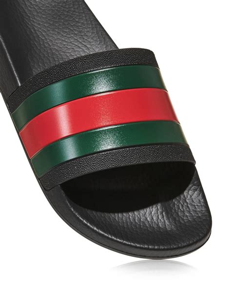 gucci web strap sandal|Gucci rubber pursuit g slides.